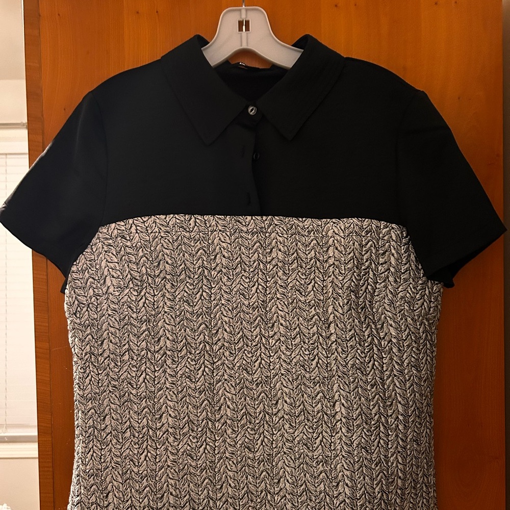 Elegant Black and Gray Women's Button Down Shirt